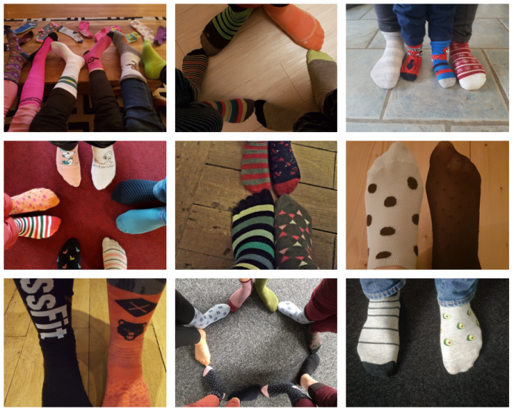 les intervenantes à domicile portent des chaussettes dépareillées pour la Journée de la Trisomie 21