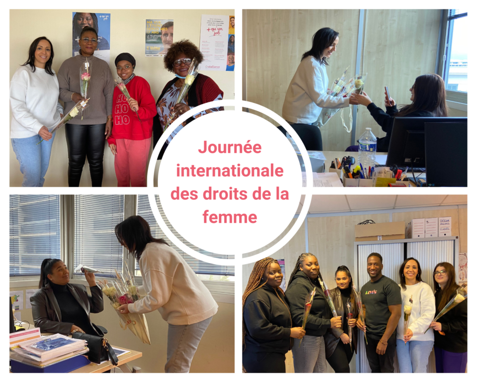 Une rose pour la Journée internationale des droits des femmes à Pantin